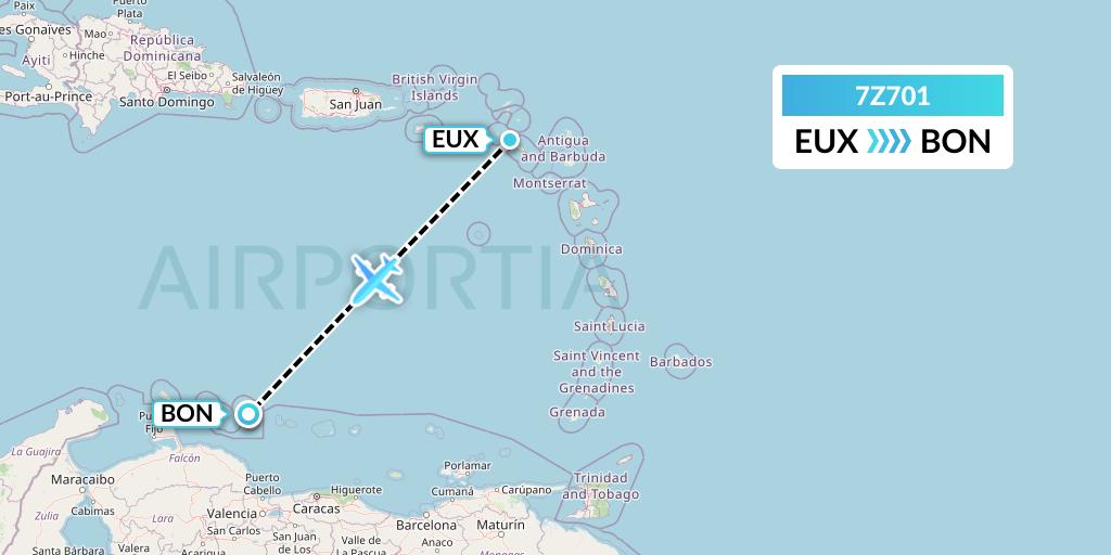7Z701 EZ Air Flight Map: Sint Eustatius to Bonaire