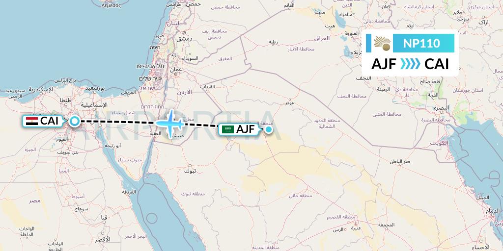 NP110 Nile Air Flight Map: Sakaka to Cairo