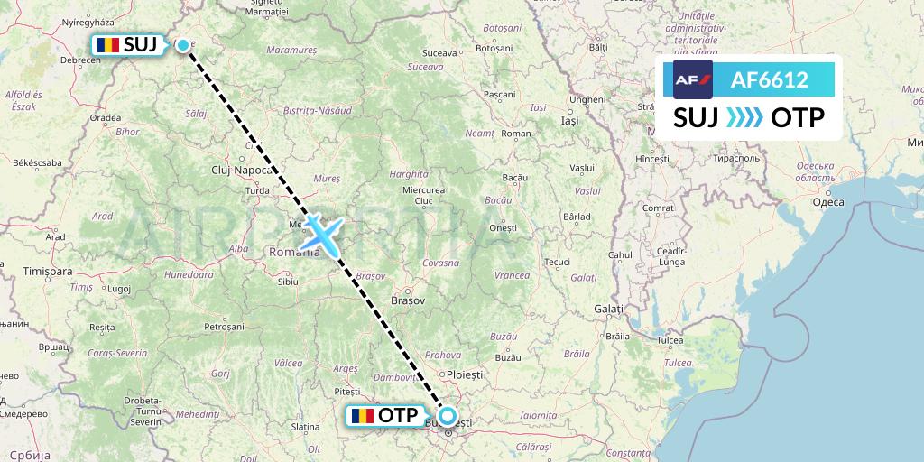 AF6612 Air France Flight Map: Satu Mare to Bucharest