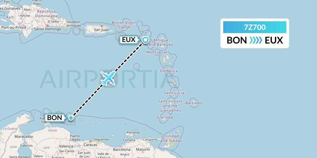 7Z700 EZ Air Flight Map: Bonaire to Sint Eustatius