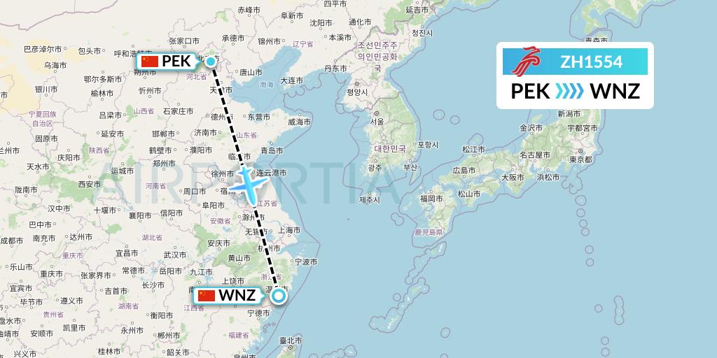 ZH1554 Shenzhen Airlines Flight Map: Beijing to Wenzhou