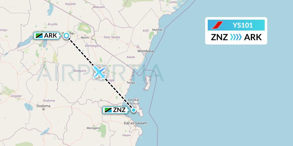 YS101 Flight Status Regional Zanzibar to Arusha (RAE101)
