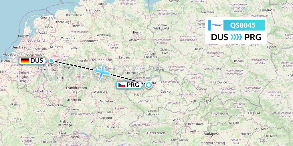 QS8045 Smartwings Flight Map: Dusseldorf to Prague
