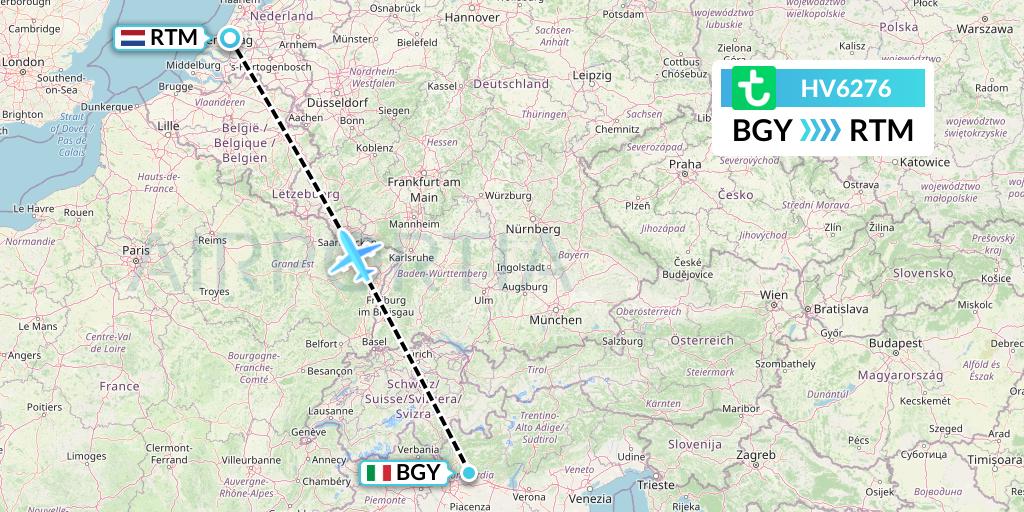 HV6276 Transavia Flight Map: Milan to Rotterdam