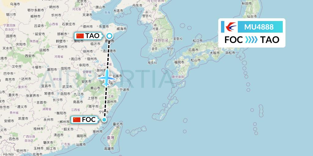 MU4888 China Eastern Airlines Flight Map: Fuzhou to Qingdao