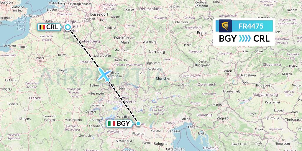 FR4475 Ryanair Flight Map: Milan to Brussels