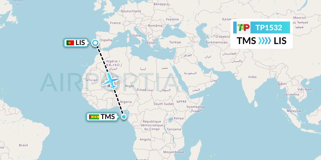TP1532 Flight Status TAP Portugal Sao Tome to Lisbon (TAP1532)