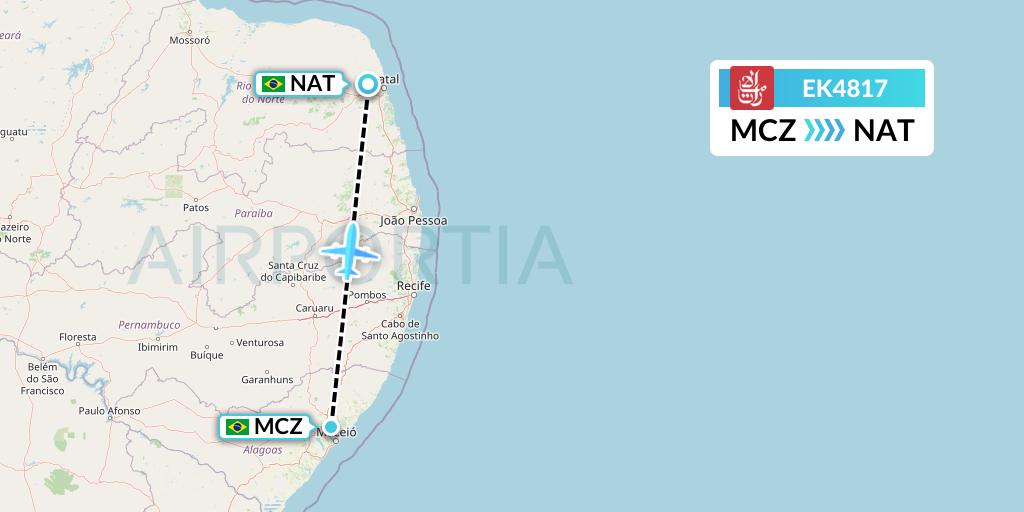 EK4817 Emirates Flight Map: Maceio to Natal