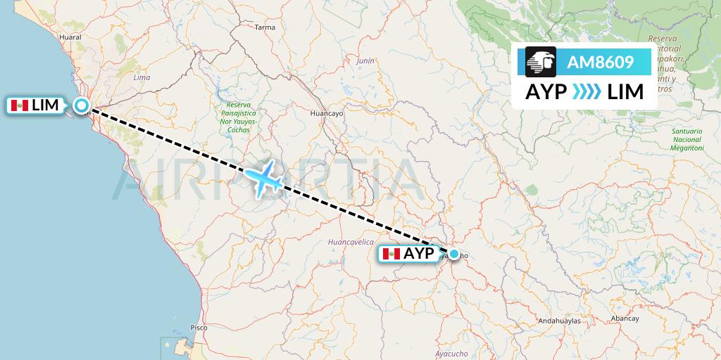 AM8609 Aeromexico Flight Map: Ayacucho to Lima