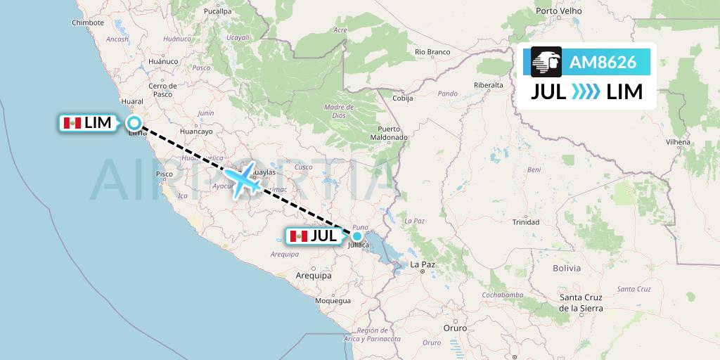 AM8626 Aeromexico Flight Map: Juliaca to Lima