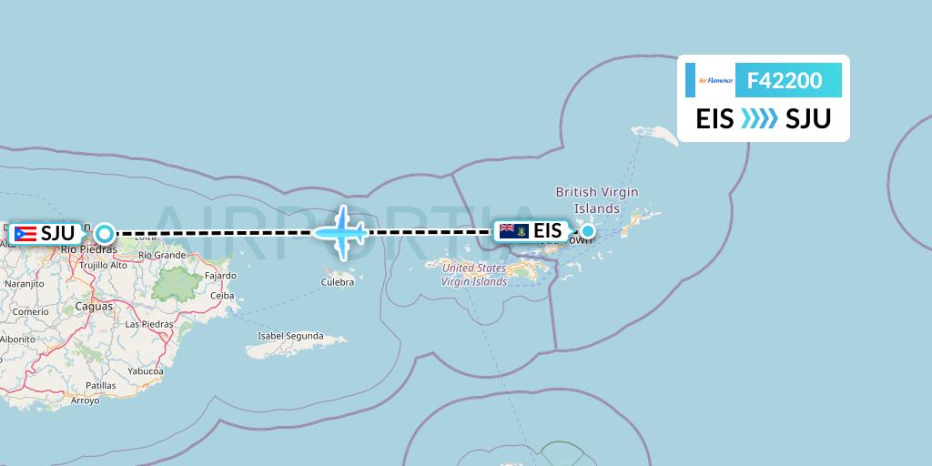 F42200 Air Flamenco Flight Map: Beef Island to San Juan