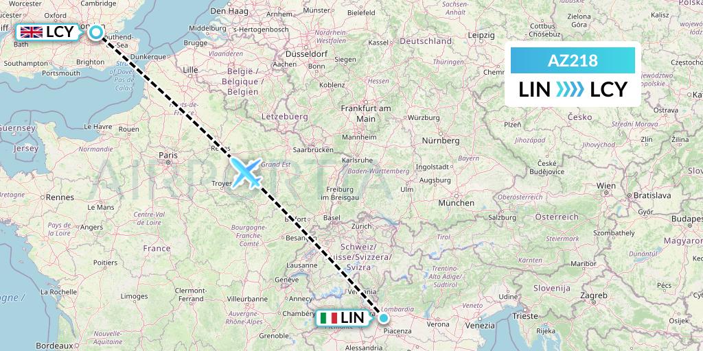 AZ218 ITA Airways Flight Map: Milan to London