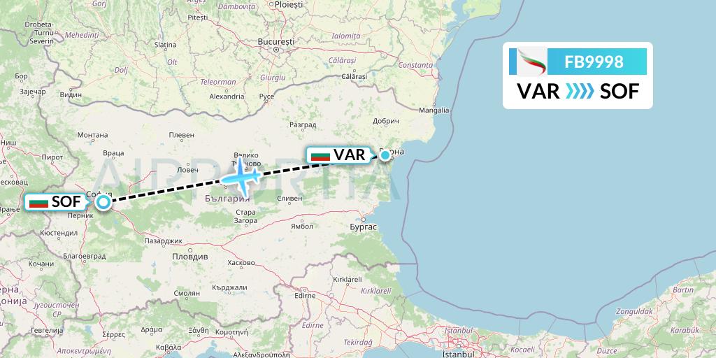 FB9998 Bulgaria Air Flight Map: Varna to Sofia