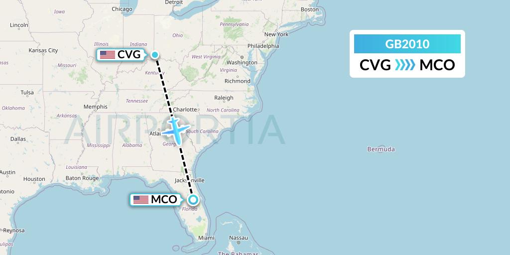 GB2010 ABX Air Flight Map: Cincinnati to Orlando