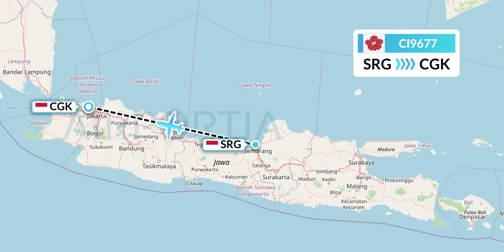 CI9677 China Airlines Flight Map: Semarang to Jakarta
