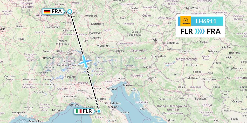 LH6911 Lufthansa Flight Map: Florence to Frankfurt