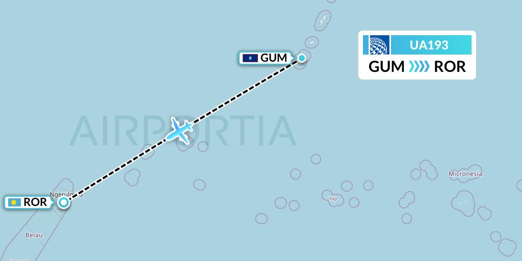 UA193 Flight Status United Airlines: Guam to Airai (UAL193)