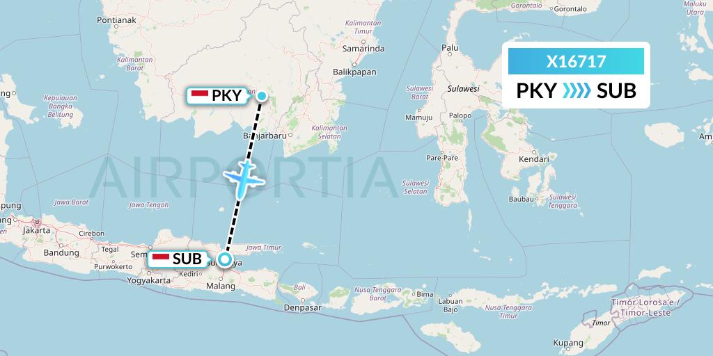 X16717 Nik Airways Flight Map: Palangkaraya to Surabaya