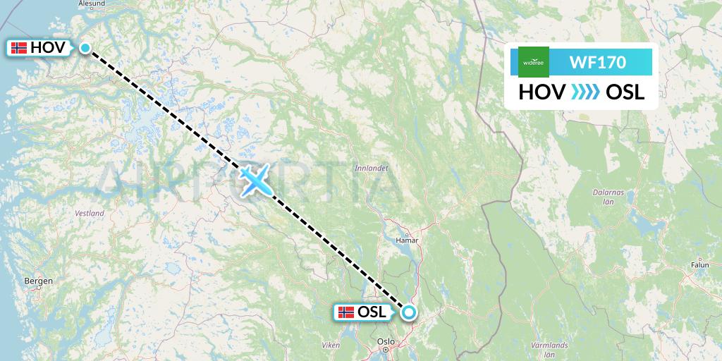 WF170 Wideroe Flight Map: Orsta Volda to Oslo