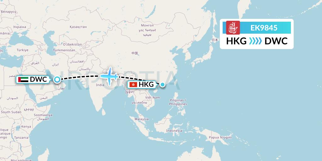 EK9845 Emirates Flight Map: Hong Kong to Dubai