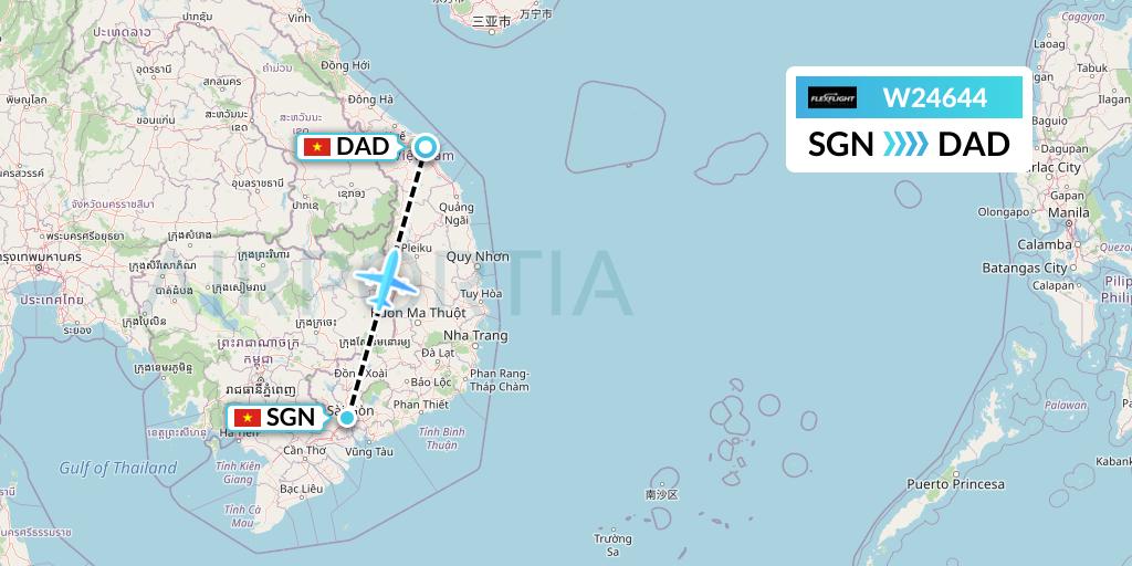 W24644 Flex Flight Flight Map: Ho Chi Minh City to Da Nang