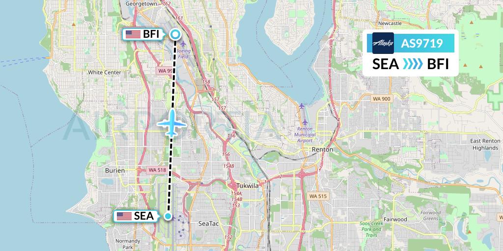 AS9719 Alaska Airlines Flight Map: Seattle to Seattle