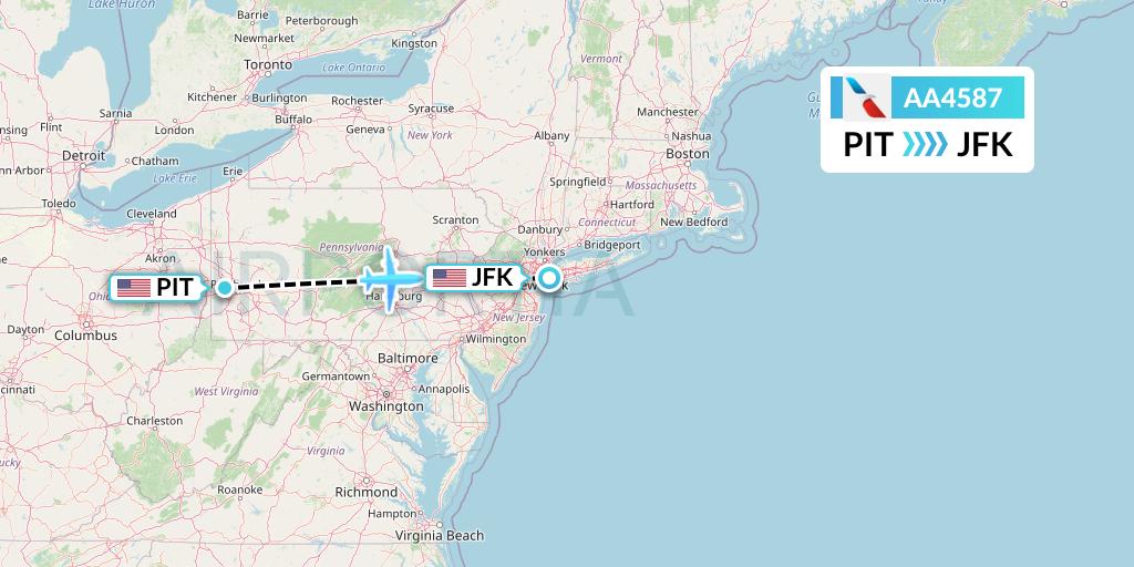 AA4587 American Airlines Flight Map: Pittsburgh to New York