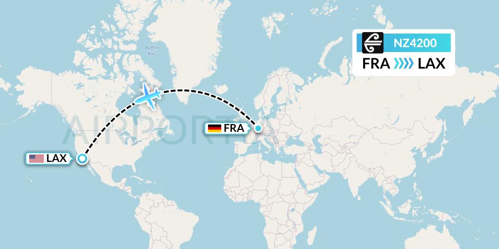 NZ4200 Air New Zealand Flight Map: Frankfurt to Los Angeles