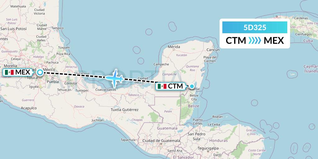 5D325 Aeromexico Connect Flight Map: Chetumal to Mexico City