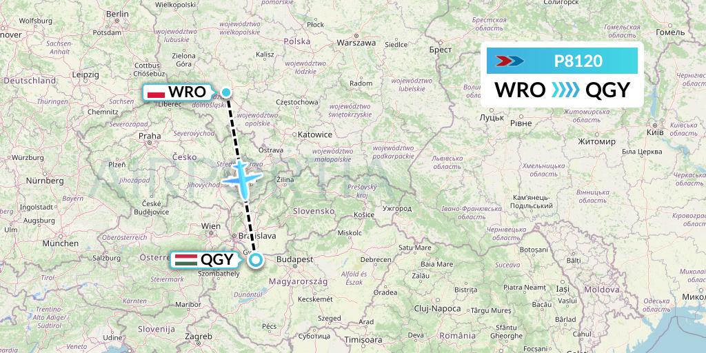 P8120 Sprint Air Flight Map: Wroclaw to Gyor