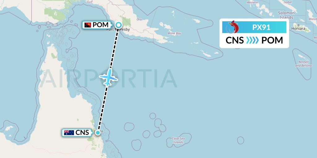 PX91 Flight Status Air Niugini Cairns to Port Moresby (ANG91) PX91 Flight Status Air Niugini Cairns to Port Moresby (ANG91)