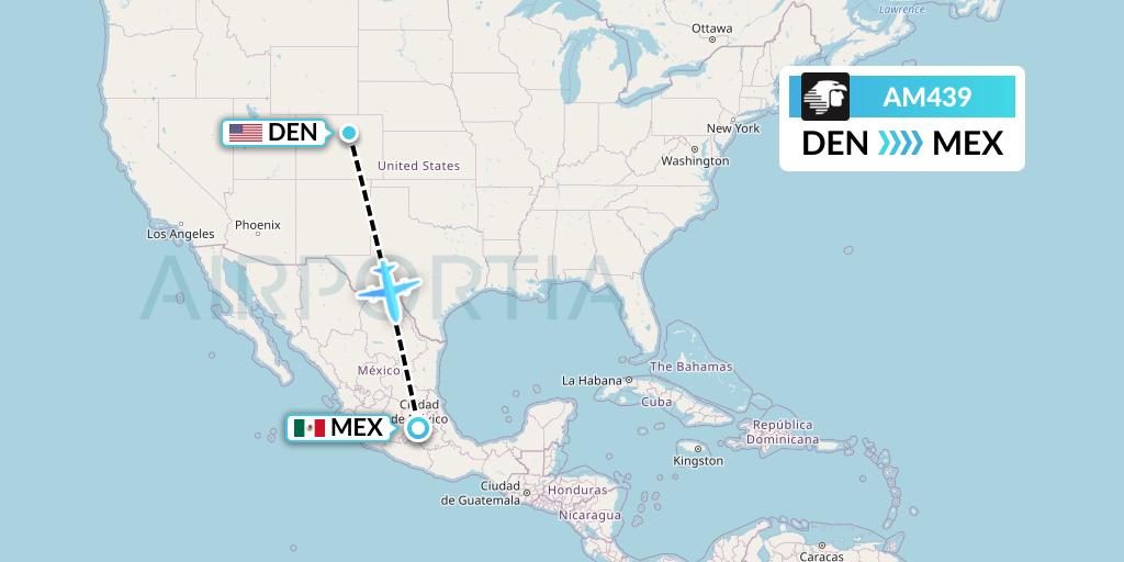 AM439 Aeromexico Flight Map: Denver to Mexico City