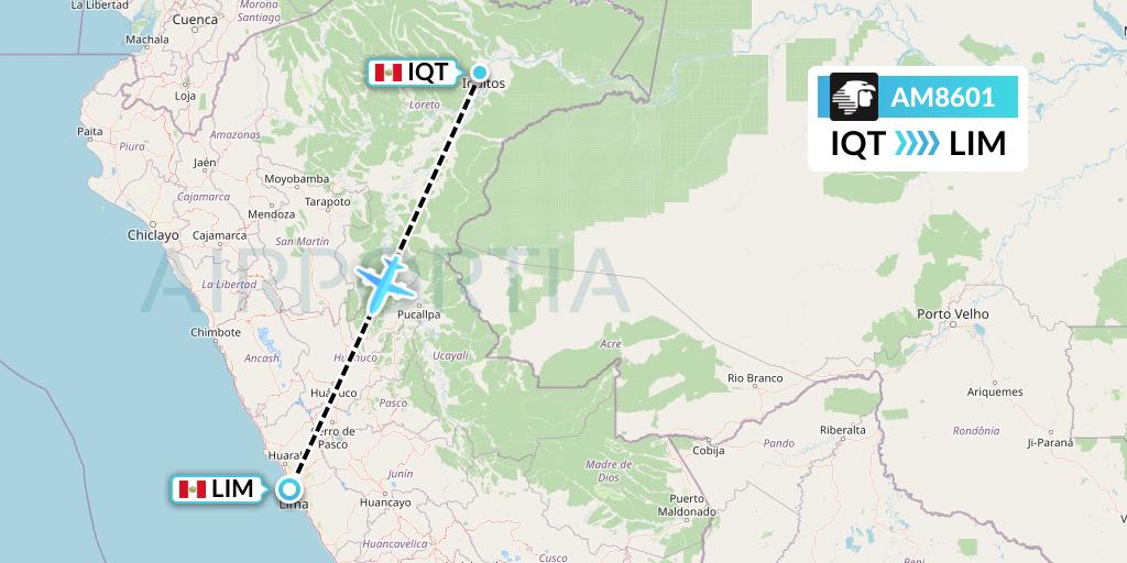 AM8601 Aeromexico Flight Map: Iquitos to Lima