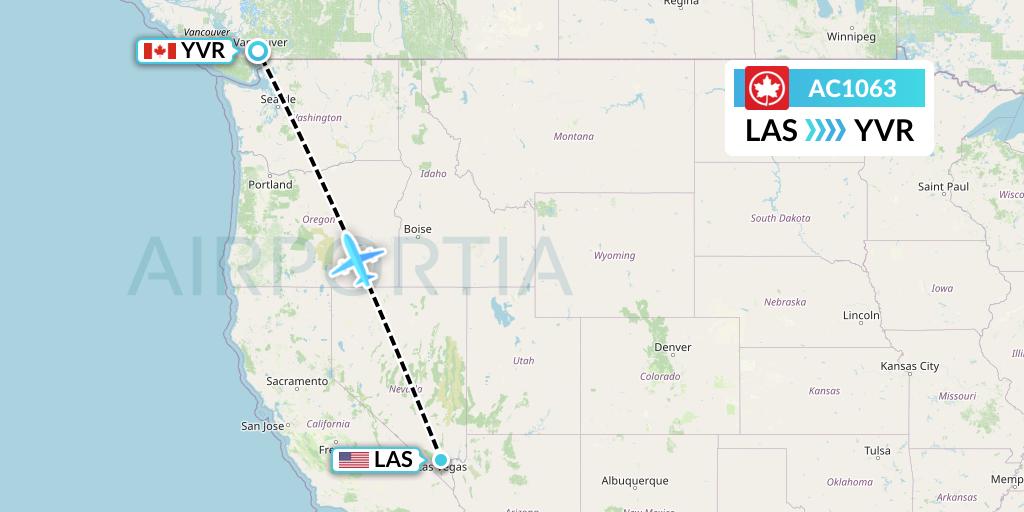 AC1063 Air Canada Flight Map: Las Vegas to Vancouver