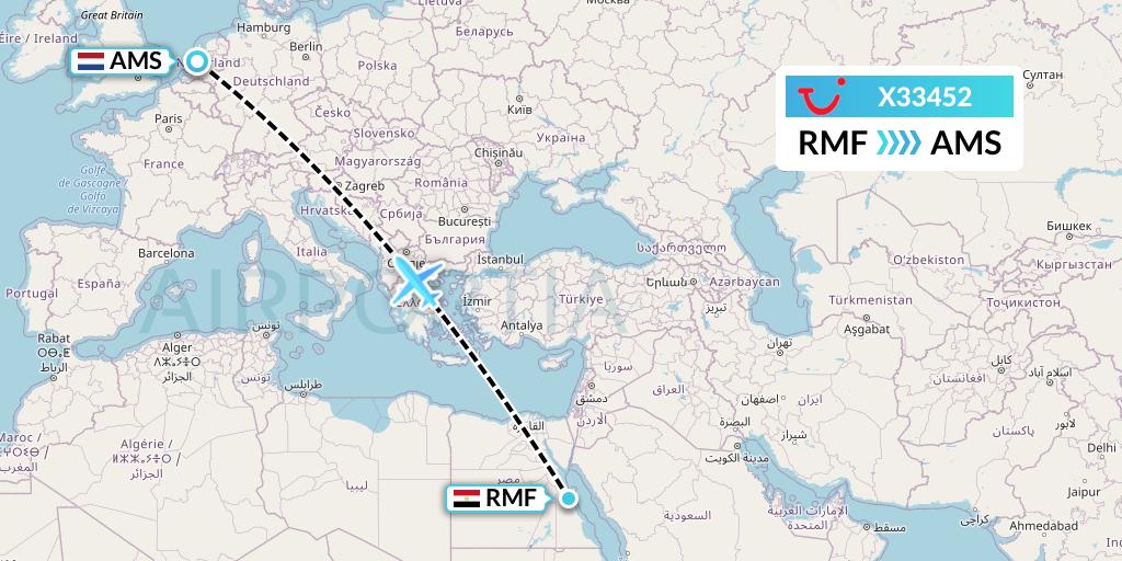 X33452 TUI fly Germany Flight Map: Marsa Alam to Amsterdam
