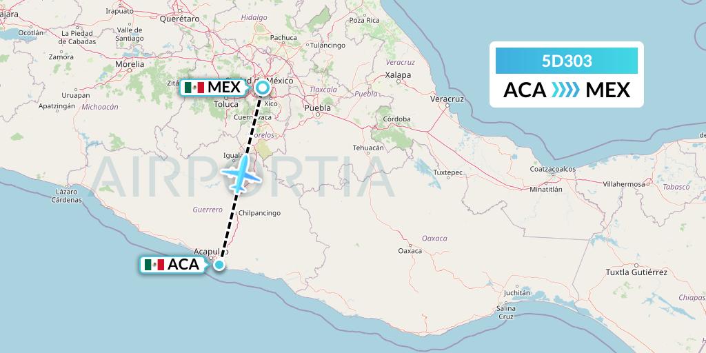 5D303 Aeromexico Connect Flight Map: Acapulco to Mexico City