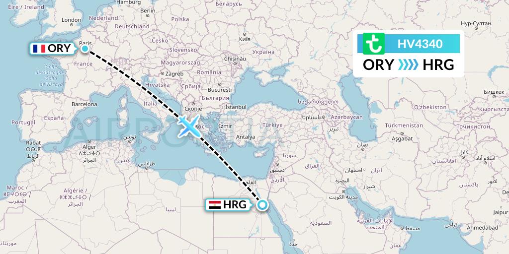 HV4340 Transavia Flight Map: Paris to Hurghada