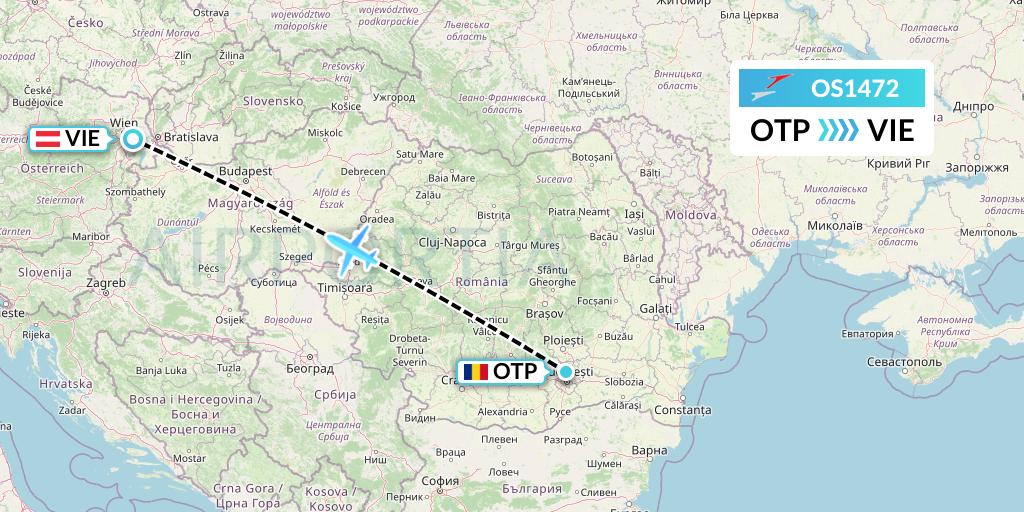 OS1472 Austrian Airlines Flight Map: Bucharest to Vienna