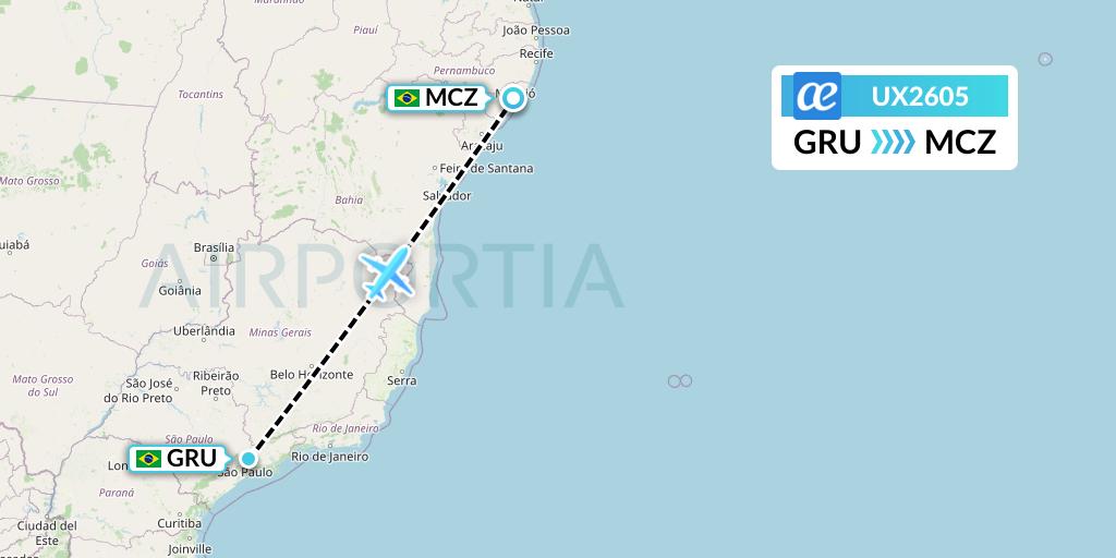 UX2605 Air Europa Flight Map: Sao Paulo to Maceio