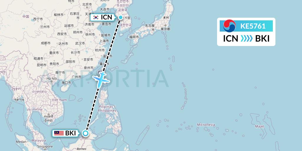 KE5761 Flight Status Korean Air Seoul to Kota Kinabalu (KAL5761)
