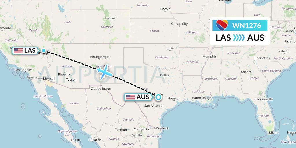 WN1276 Southwest Airlines Flight Map: Las Vegas to Austin