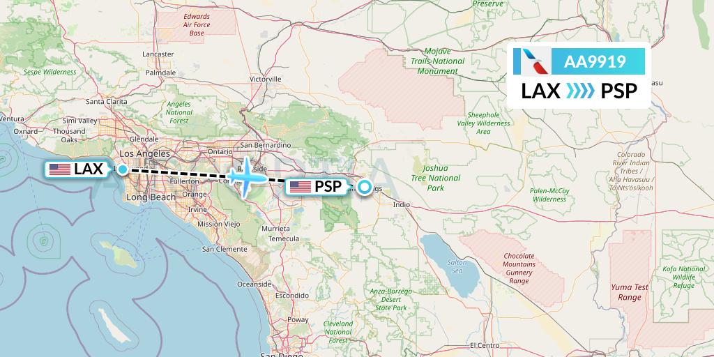 AA9919 American Airlines Flight Map: Los Angeles to Palm Springs