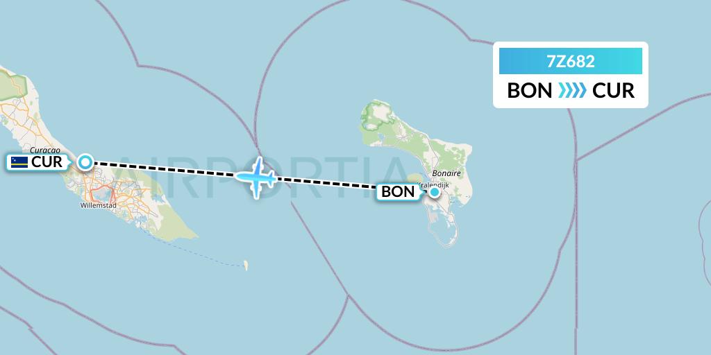 7Z682 EZ Air Flight Map: Bonaire to Willemstad