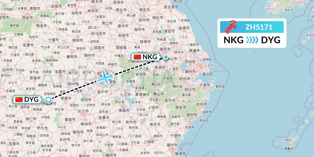 ZH5171 Shenzhen Airlines Flight Map: Nanjing to Dayong