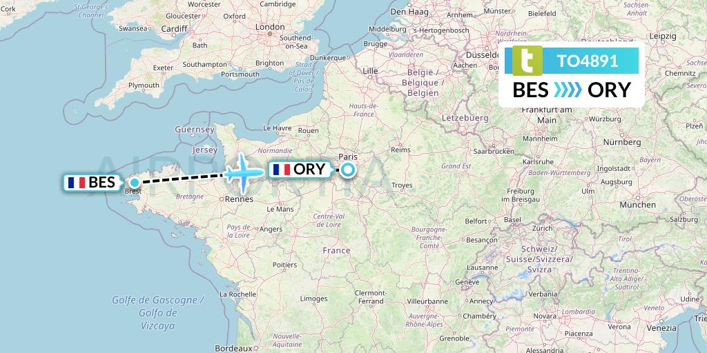 TO4891 Flight Status Transavia France: Brest to Paris (TVF4891)