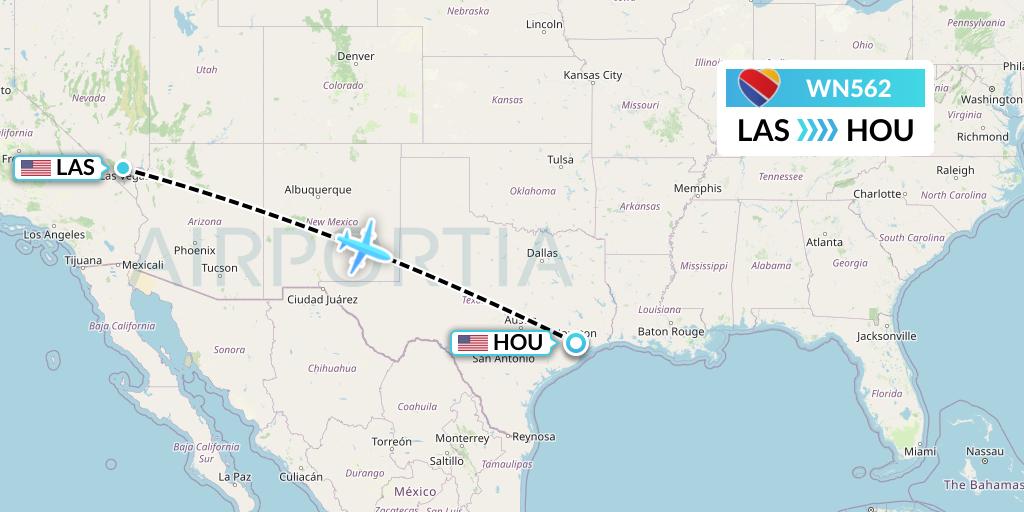 WN562 Southwest Airlines Flight Map: Las Vegas to Houston