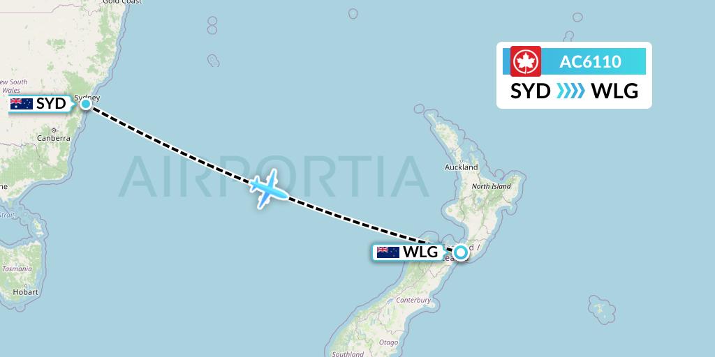 AC6110 Air Canada Flight Map: Sydney to Wellington