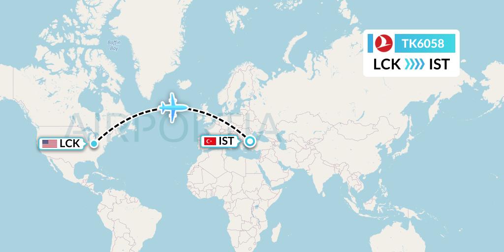 TK6058 Turkish Airlines Flight Map: Columbus to Istanbul