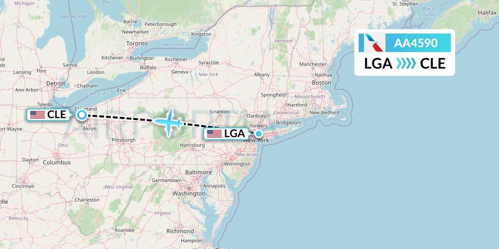 AA4590 American Airlines Flight Map: New York to Cleveland