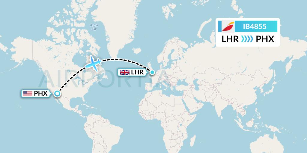 IB4855 Iberia Flight Map: London to Phoenix